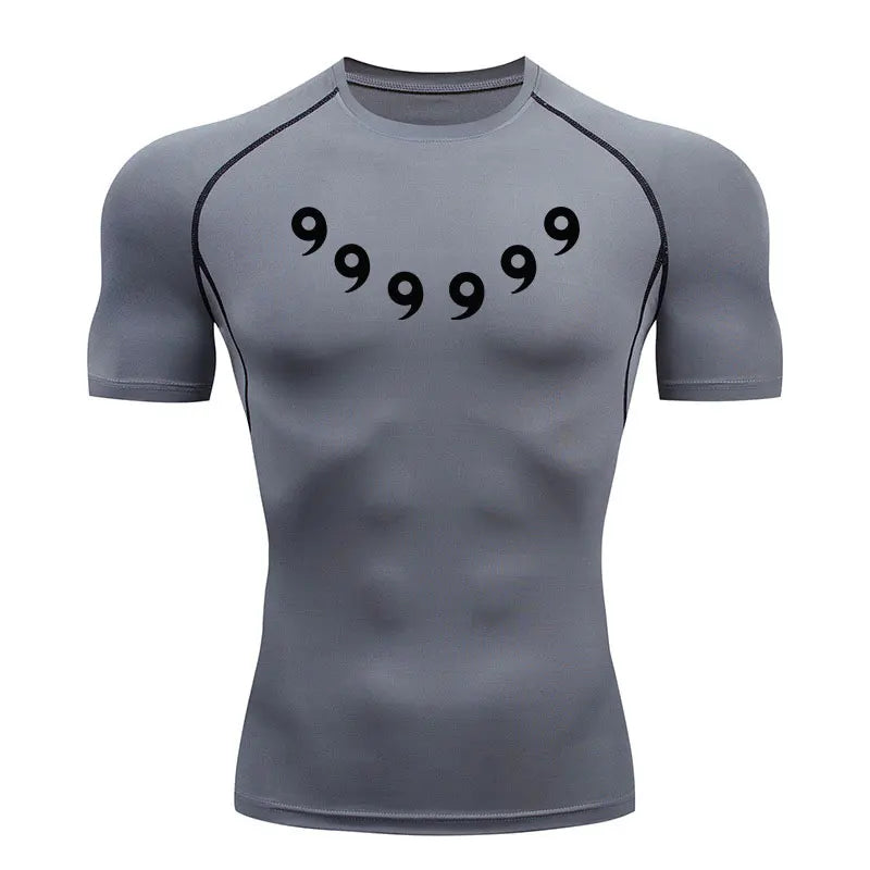 Anime Compression Set Running Sport Fitness Suit for Men Quick Dry Compression Shirt+Gym Shorts 2PCS Workout Summer Sportwear