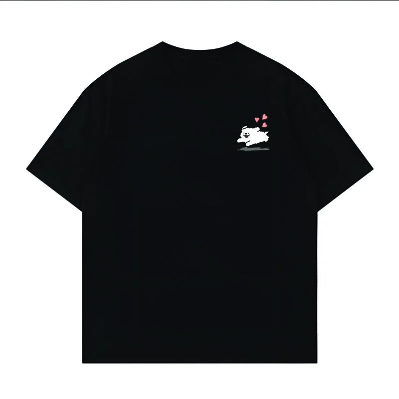 2025 New Snoopy Printing Cotton T-shirt Animation Cartoon Men and Women with The Same Loose Pure Cotton Cute Pure Cotton Top